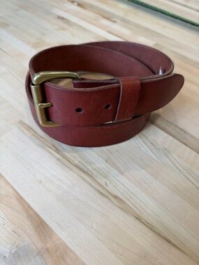 Polo by Ralph Lauren Mahogany Leather Belt with Brass Buckle Size 36